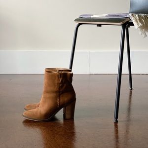 Franco Sarto Suede Elmont Heeled Bootie Brown Sz 8